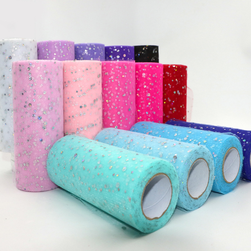 Ribbon Organza Roll - Brokatowa cekinowa rolka tiulu 10 jardów
